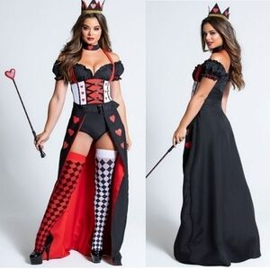 NEW Music Legs Enchanting Royal Queen of Hearts Naughty 5pc Costume M/L
